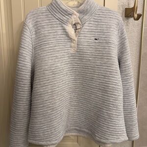 Vineyard Vines Quilted Mock-Neck Pullover Sweater in Light Gray size xl